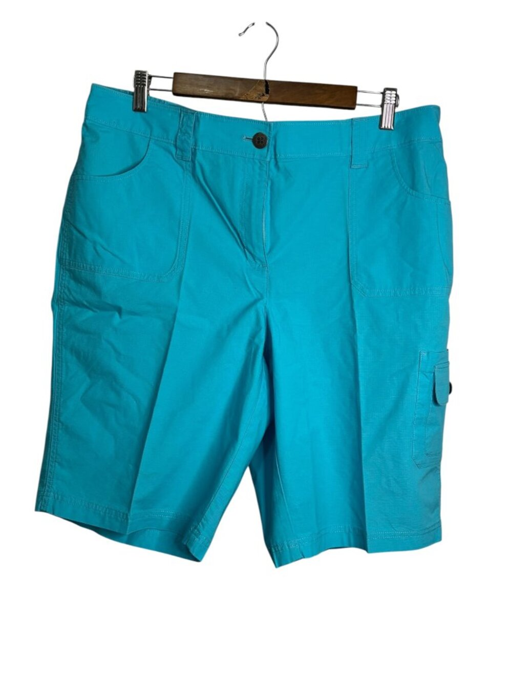 Chico's Shorts Women's Large Lightweight High Rise Bermuda Blue Chicos 2.5